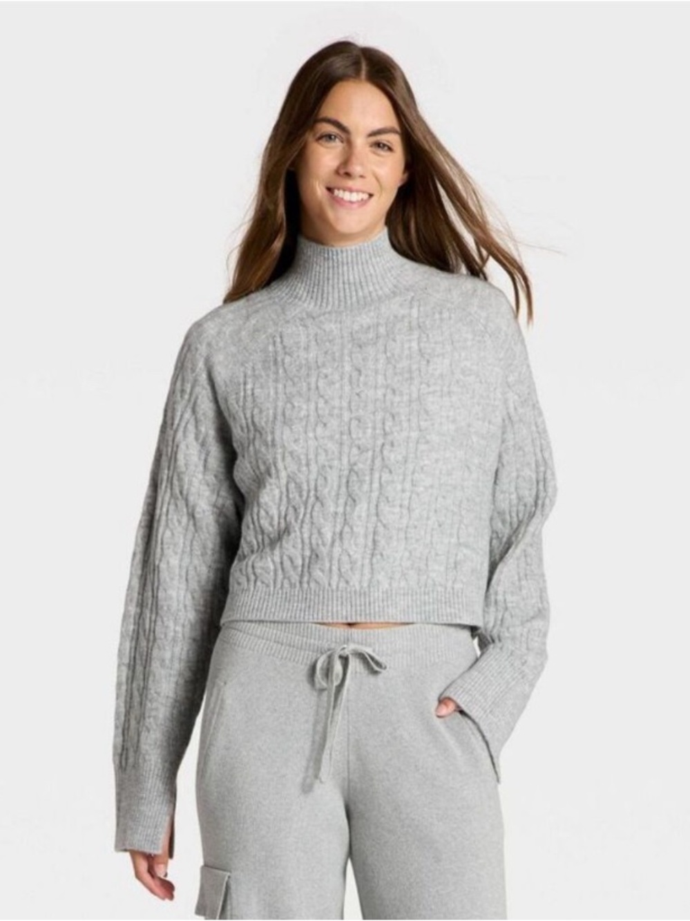JoyLab high neck cable knit sweater size Large